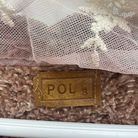 POL brown chenille long cardigan with lace detail - Picture 3 of 5